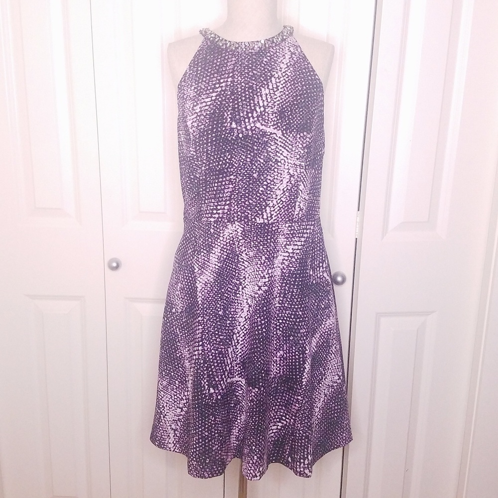 KENSIE Snake Print Lavender Dress bling 6